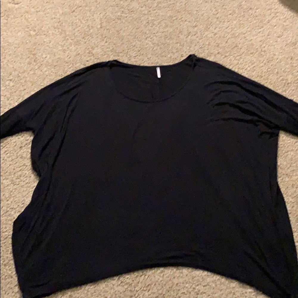 Black 3/4 sleeve piko- style shirt